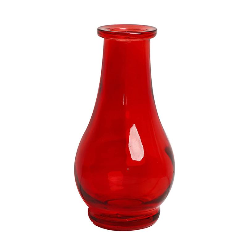 花瓶 ガラス 花器 フラワーベース ガラスベース ガラスボトル アレンジ インテリア 水栽培 生け花 造花 北欧 レトロ風 おしゃれ シンプル インテリア雑貨 飾り瓶 レッド