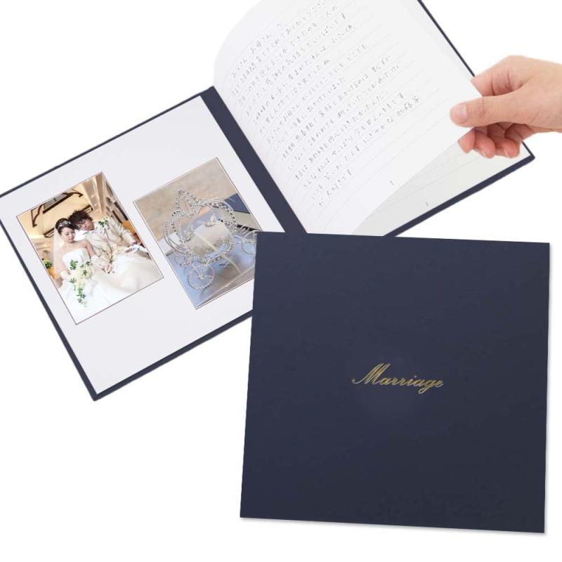 【花嫁の手紙台紙 3ページタイプ シンプル Marriage 紺 ゴールド箔】両親贈呈 手紙 新婦 披露宴で両親..