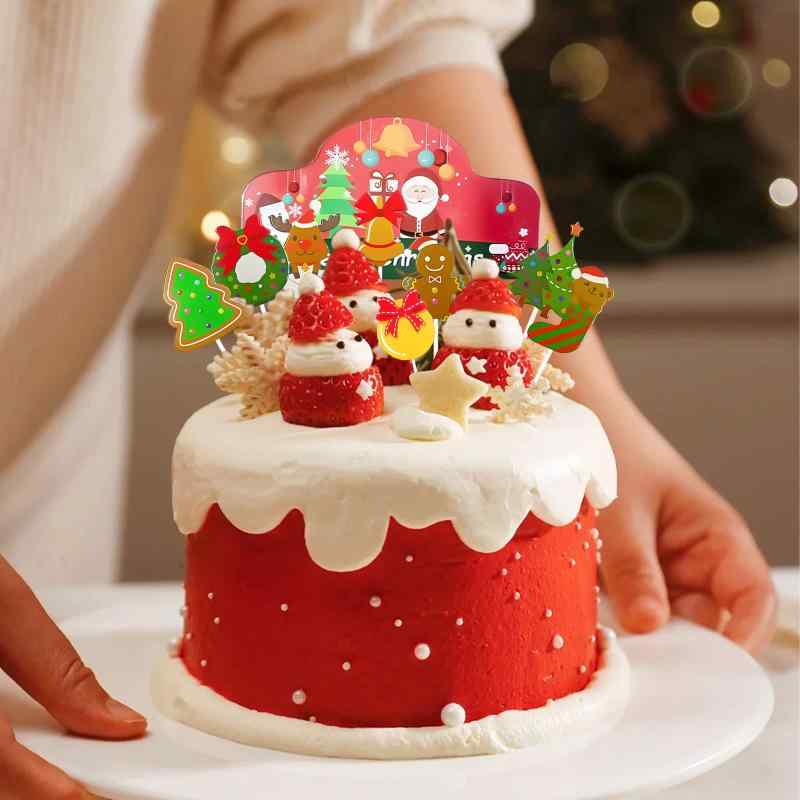 【BEAUTY PLAYER】ケーキトッパー クリスマス ケーキ飾り カップケーキトッパー ケーキ挿入 ケーキインサート かわいい ケーキデコレーション ケーキピック アクリル製ケーキ飾り付け クリス