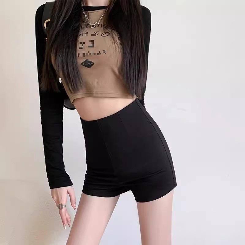 ショートパンツ レディース 春夏 黒 高見え 美脚 ハイウエスト 短パン ホットパンツ 普段使い 薄手 ポリエステル 直筒パンツ