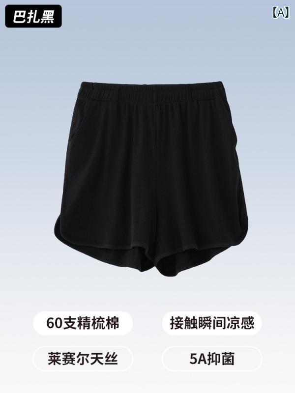 ショートパンツ レディース 接触冷感 高 elastic ウエスト ゴム 天 絲 綿 混紡 スポーツ ウェア ルーム ウェア 部屋着 普段使い 薄手