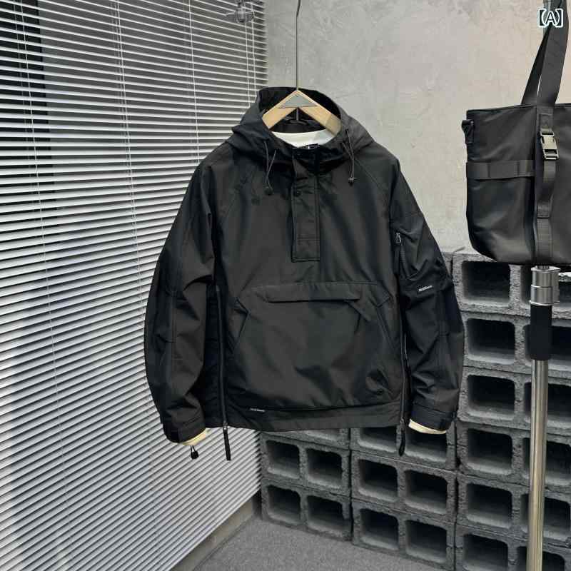 春 業 服 フード 付き ジャケット メンズカジュアル 多用途 ルーズ 無地 防風 ジャケットサイズ: M.L.XL.2XL.3XL生地分類: -