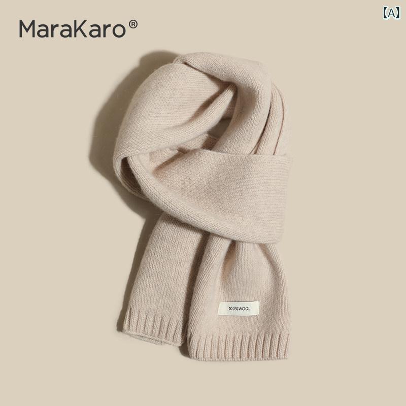 Marakaro レッド ウール スカーフ レディース 秋冬 韓国 ニット Marakaroの年秋冬.韓国の漂う赤ウール…