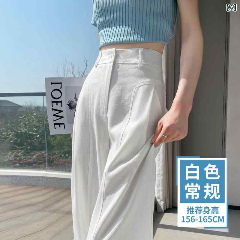 Other - ホワイト 涼しい クール 快適 ワイドパンツ レディース 夏 薄手 2025 ストレート 日焼け防止 カジュアル リネン シミター スーツ