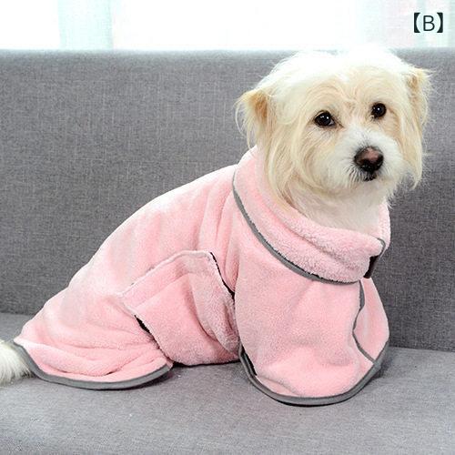 LINEAR shopのペットの 子犬の バス 吸収 タオル ビション テディ ポメラニアンな フード 付き バスローブは 速乾性の できます 犬バスローブは.洗濯後に速乾性がし.犬の水分吸収｜アングル2
