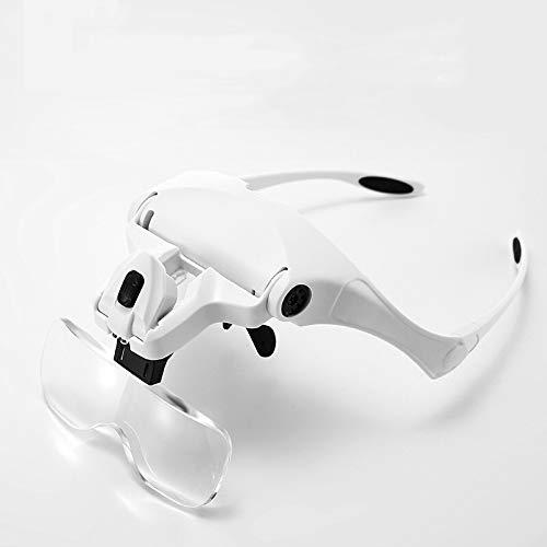 Bysameyee ヘッドマウント拡大鏡 照明付き 拡大鏡 ヘッドバンド ルーペ バイザー LEDライト2個付き 近接作業 ジュエリーワーク 時計修理 美術工芸 読書補助
