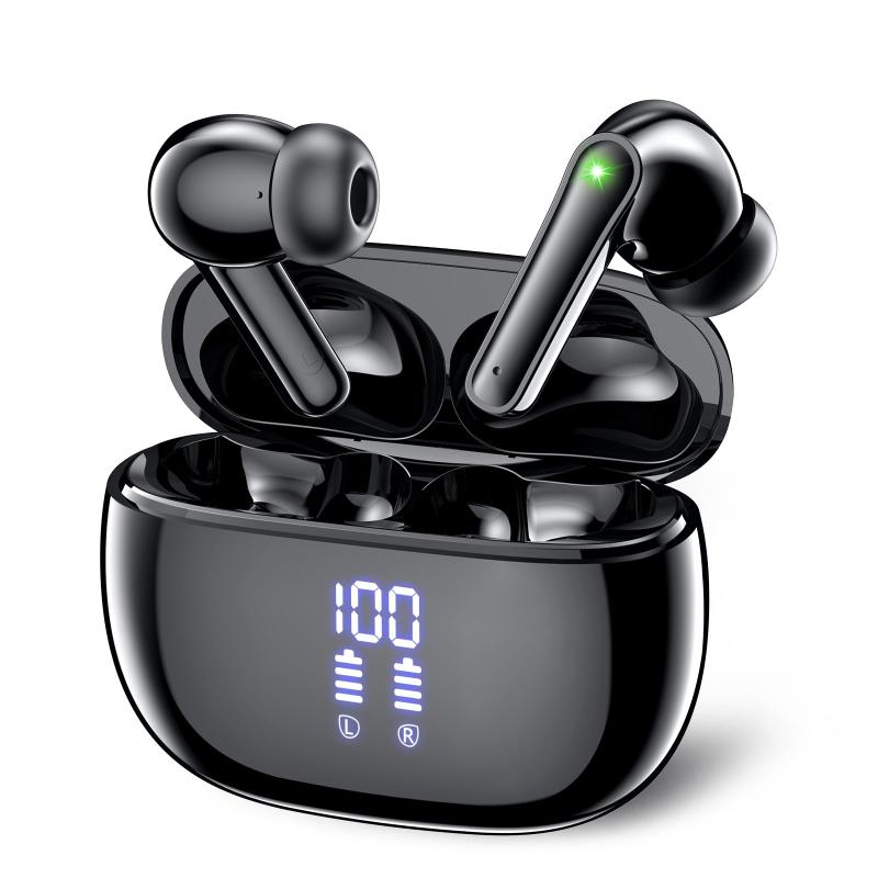 【Bluetooth イヤホン】ワイヤレス ブルートゥース イヤホン JGUG 数字LEDディスプレイ表示 両耳ENCノイズキャンセリング 長時間連続再生 自動ペアリング 完全ぶるーとぅーす Hi-Fi音質 タッチコ linears-11309920 LINEAR shop パッケージ画像