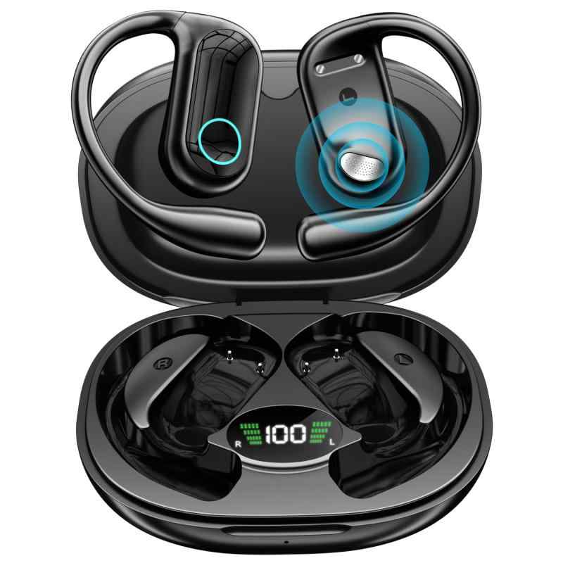 【業界革新・真のOWS】 イヤホン Bluetooth 開放型ワイヤレスイヤホン オープンイヤー型 塞がない 空気伝導 耳掛け式 両耳通話ノイズリダクション 音漏れ対策 タッチ操作 誤操作防止 LEDディス