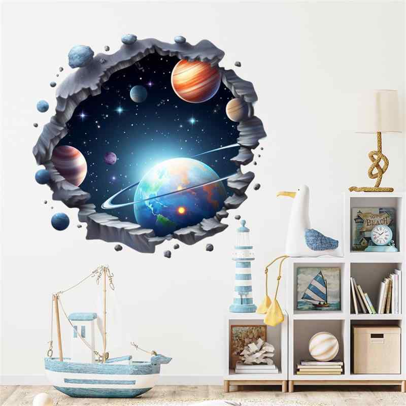 Condessacity ウォールステッカー 宇宙空間 惑星 壊れた穴 ウォールペーパー 男の子 勉強 子供部屋 寝室 保育園 おしゃれ ウォールすてっかー はがせる 防水 wall sticker decoration ベッドルーム 壁
