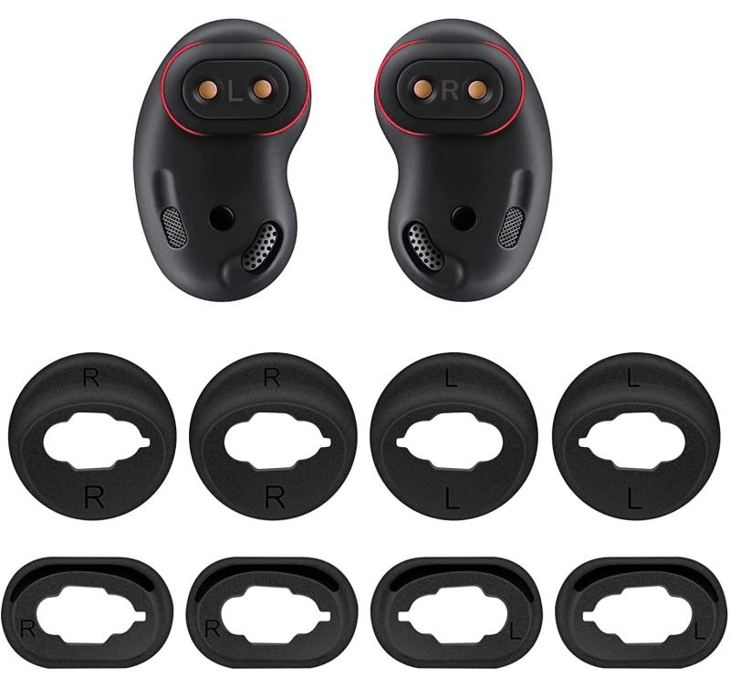 A-Focus ウィングチップ イヤーピース イヤーチップ Galaxy Buds Live用 交換用シリコン製ウィングチップイヤーピース SM-R180NZKAXJP用 S/L 2サイズ 4ペアセット ブラック（Black）