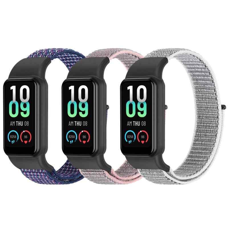  交換用ナイロンバンド 対応Amazfit Band 7，レディース メンズ キッズ 調節可能 ソフト 快適 ナイロン スポーツ リストバンド Amazfit Band 7用
