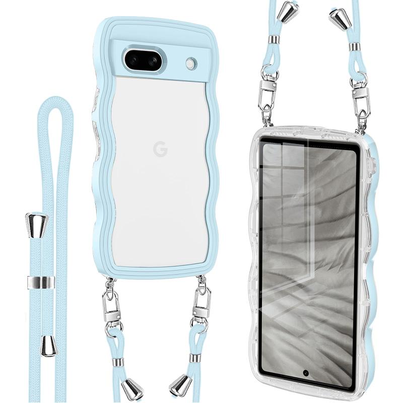 HILEGENER Google Pixel 8A かわいい クリアケース 波状フレームクリア ストラップ ショルダー 耐衝撃 グーグル ピクセル8A 6.1インチカバー 肩掛け 斜めかけ 縄掛けケース【長さ調整可能イエロー縄 linears-11387057 LINEAR shop パッケージ画像