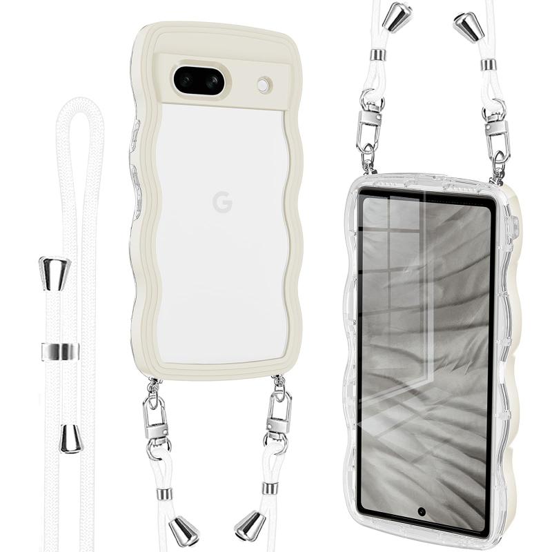 HILEGENER Google Pixel 8A かわいい クリアケース 波状フレームクリア ストラップ ショルダー 耐衝撃 グーグル ピクセル8A 6.1インチカバー 肩掛け 斜めかけ 縄掛けケース【長さ調整可能イエロー縄 linears-11387057 LINEAR shop サンプル画像3