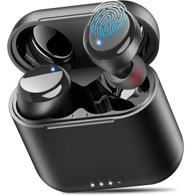 TOZO T6 イヤホン bluetooth ワイヤレスイヤホン 中低音域 暖色系音質 小型 軽量 快適 マイク内蔵 AI 通話時ノイズリダクション カスタムEQ アプリ対応 高防水性能 最大約50時間の連続再生 ぶ