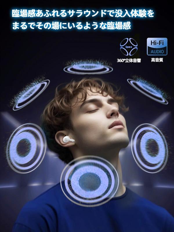 イヤホン bluetooth ワイヤレスイヤホン【2025年アップグレード版】 Bluetooth5.4 Hi-Fi ブルートゥースイヤホン 小型/軽量ENCノイズキャンセリング 自動ペアリング ぶるーとぅーすイヤホン 長時間 linears-11312844 LINEAR shop サンプル画像2
