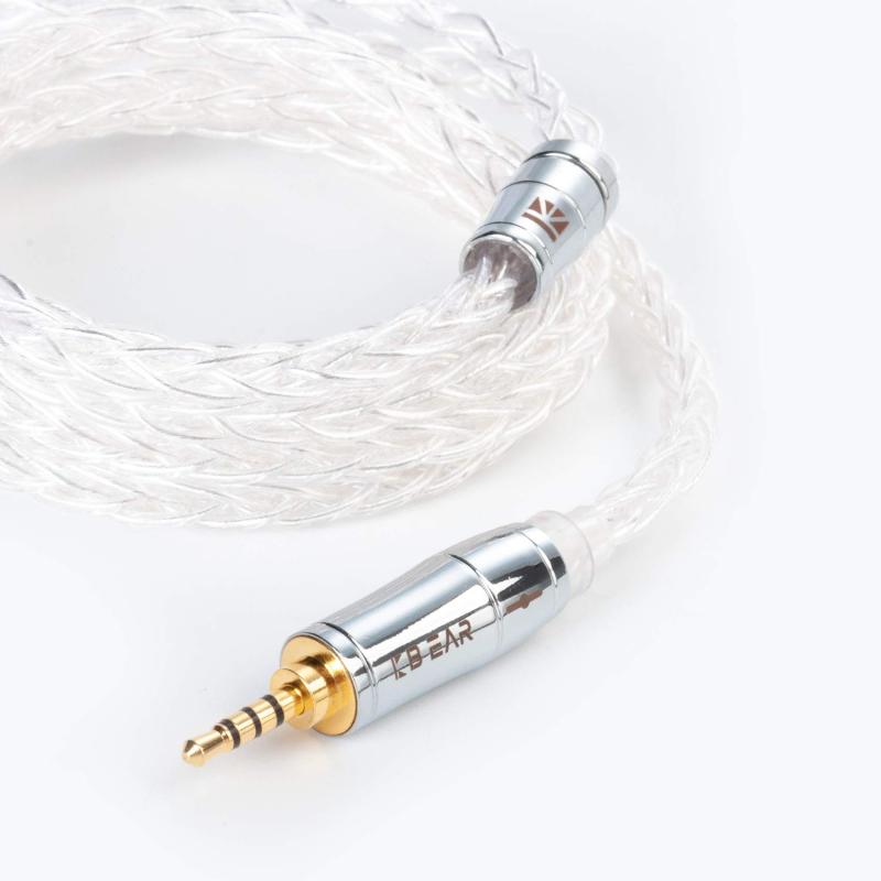 KBX4913 ケーブル 2.5mm 4極 バランス ストレート 純銀 ケーブル 8芯 99.999%純度 プラグやコネクタの鏡面仕上げ 透明度高い銀線 バランス接続 ケーブル 2.5mm 純銀 リケーブル バランス 2.5mm 4極 ケ