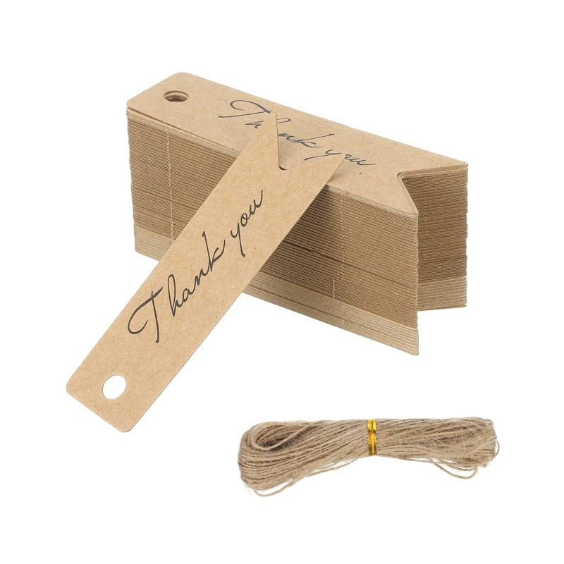 PATIKIL Blank Gift Tags with String, Kraft Paper Tags Gift Bags Mini Thank You Label with Holes Holiday Party