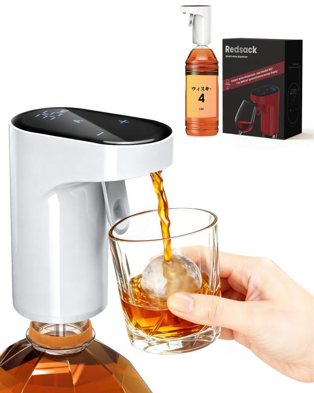 Redsack ウイスキー ポンプ 4L・2.7L瓶対応 電動 定量調整可（1~999ml） 計量ディスペンサー お酒ポンプ 充電式ワインデカンター ポアラー 自動ワインエアレーター ウイスキーサーバー デジタル linears-11324640 LINEAR shop サンプル画像3