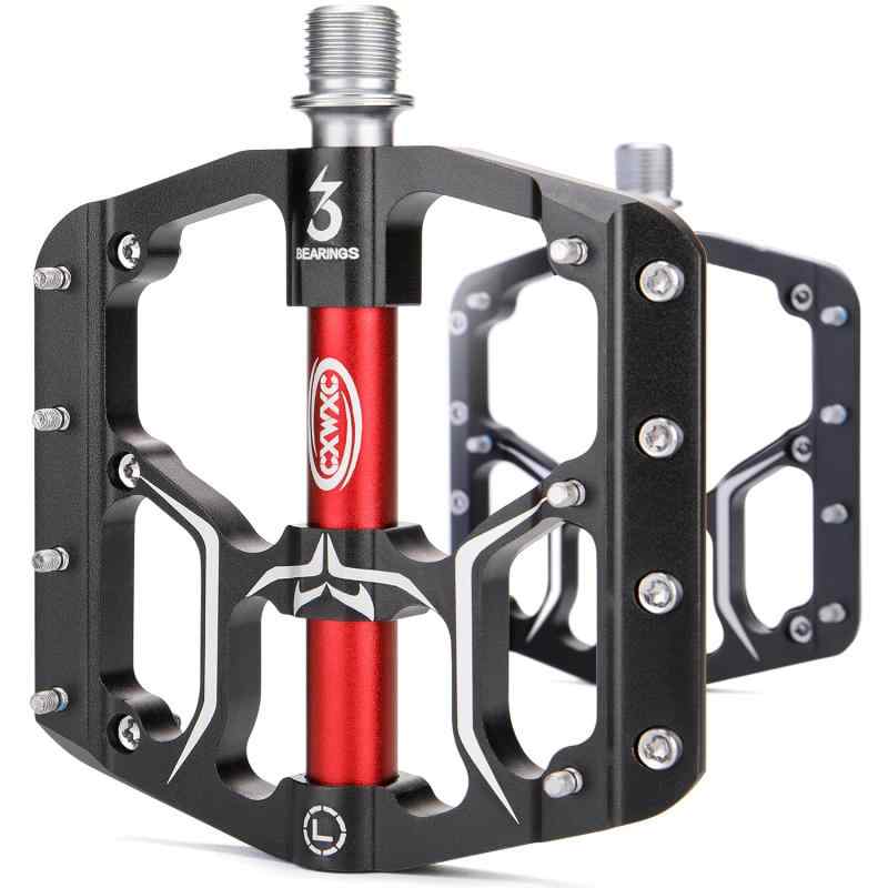CXWXC 自転車 ペダル フラットペダル 3ベアリング 滑り止め 高耐久性 9/16インチ アルミ製 (CX-V15)高回転性能を備え、負荷を均一に分散するトリプルシールドベアリングを配置。ワイドなペダル踏み面による抜群のパワー伝達。滑り止めピン（片面7本）の配置によりグリップ性を向上。8mm六角レンチマウント付きの耐久性に優れたクロモリ材スピンドルを採用。ローメンテナンスシーリング構造のアクスルユニットにより、異物・液体の侵入を阻止し、耐久性を向上。