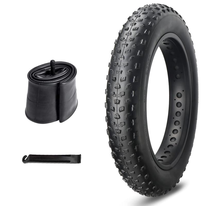MOHEGIA 1/2本セット ファットタイヤ: 20/26x4.0インチ 組み合わせセット - 折り畳み式交換用 MTB自転車タイヤ、チューブ、タイヤレバー - 雪道/山地/電動自転車/三輪車に対応