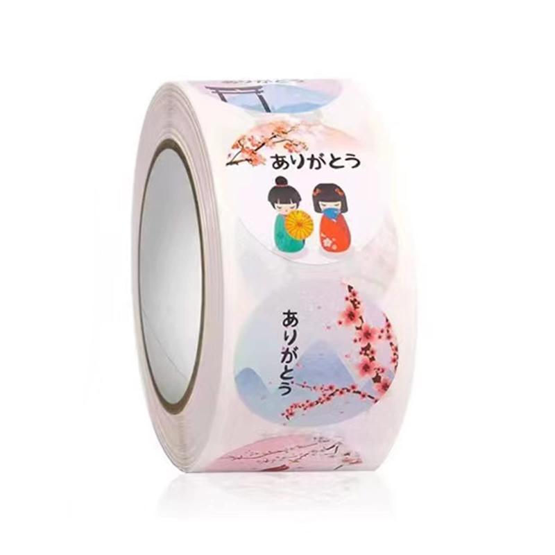 ピンク 桜 花 メッセージシール 丸型 ありがとう 封印シール 直径2.5cm ピングラベル 贈り物 プチギフト