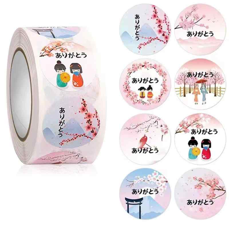 LINEAR shopのピンク 桜 花 メッセージシール 丸型 ありがとう 封印シール 直径2.5cm ピングラベル 贈り物 プチギフト｜アングル3