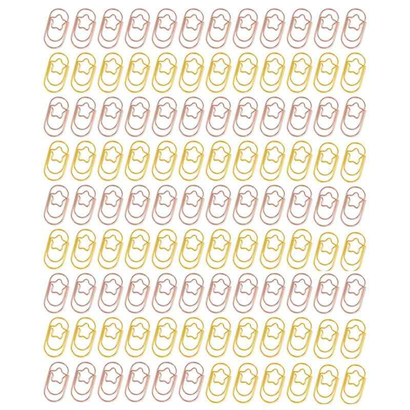 Getrays 100個 小さな 星 ペーパークリップ、ミニ かわいい形 スター 金属 クリップ ブックマーク メモクリップ ペーパークランプ にとって 学校 文房具 文書組織 事務用品 (ゴールド &amp; ロー