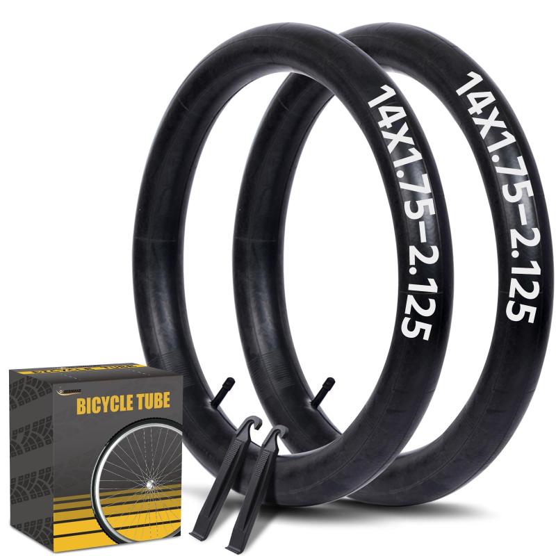 2本14インチ自転車用インナーチューブ 米式バルブ32mm 対応14 x 1.75/1.9/1.95/2.0...