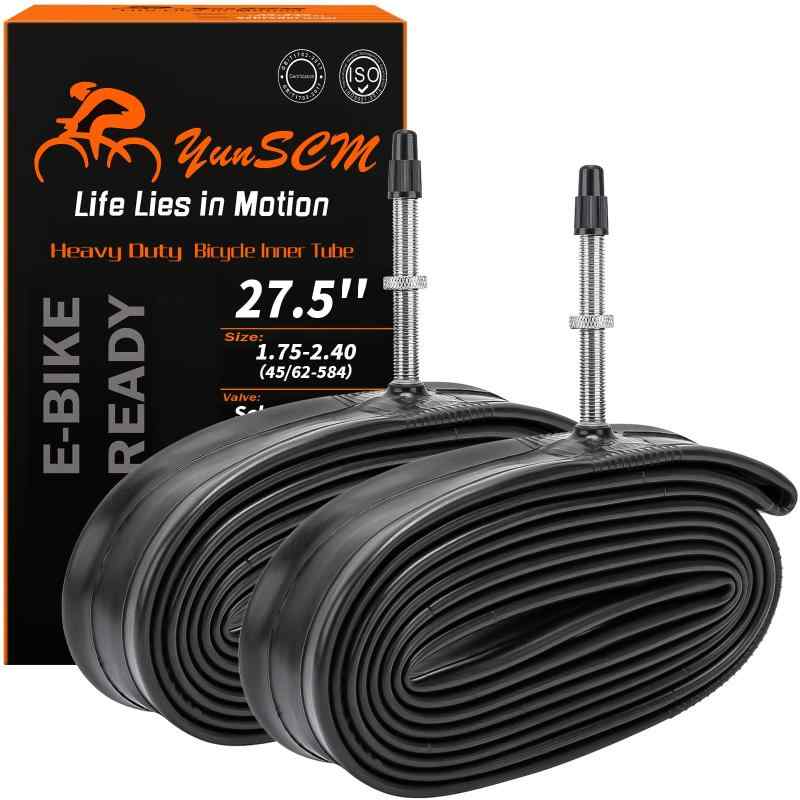 YunSCM 2本,27.5 1.95 チューブ 肉厚,仏式バルブ48mm 高リムの最良選択,27.5 1.75 チューブ,27.5x1.75/2.40 自転車チューブ,適用 27.5x1.75/1.95/2.0/2.1/2.125/2.25 /2.35