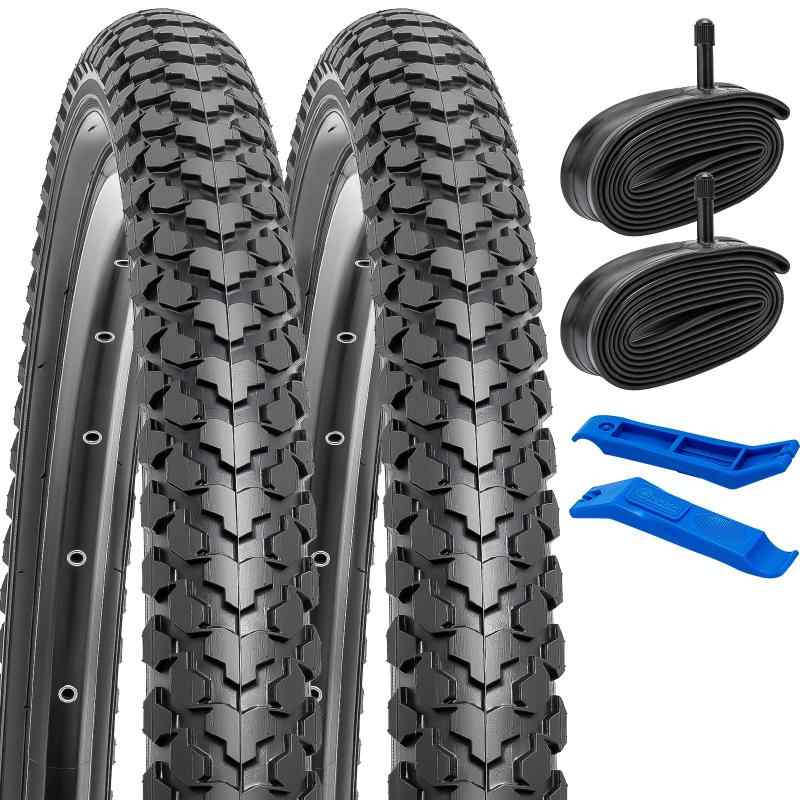 YunSCM 2本セット,26 2.125 タイヤ,26x2.125 57-559 自転車タイヤ+チューブ米式バルブ32mm+タイヤレバー,適用 26インチ 2.125 マウンテンバイク、クロスバイク,Y-1085 linears-11451387 LINEAR shop パッケージ画像