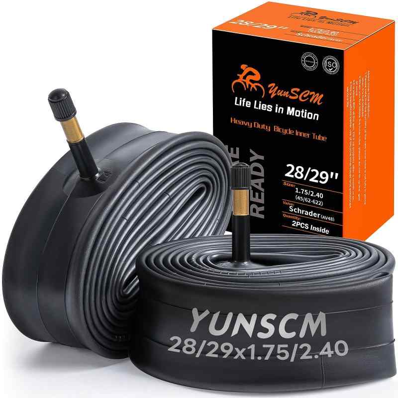 YunSCM 2本,29 1.95 チューブ 肉厚,米式バルブ48mm 高リムの最良選択,28/29x1.75/2...