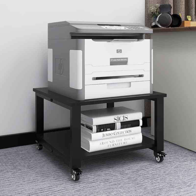 PUNCIA 2段 プリンター台 幅50cm 奥行50cm 高32cm ワゴン キャスター付き 収納棚 大型 置き台 省スペース 机下収納 木製ラック 取り付け簡単 75kg高耐荷重 オフィス/ホーム用