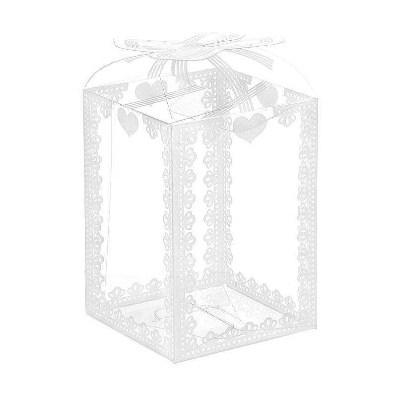 Rakuten - BENECREAT PVC透明プラスチックケース レースリボン柄 ギフトボックス クリア 折り畳みボックス PVC 小物入れ 包装資材 記念日 結婚式 パーティー