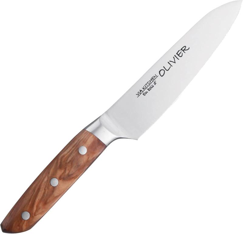 佐竹産業 包丁 バイアキッチン オリーブ 三徳包丁 日本製 16.5cm 万能包丁