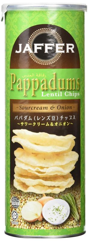 Jaffer パパダム(レンティル) チップス サワークリーム&amp;オニオン味 60g ×12個