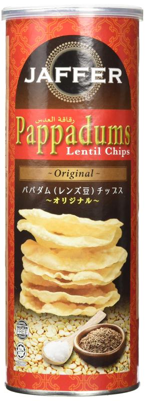 Jaffer パパダム(レンティル)チップス オリジナル味 60g ×12個