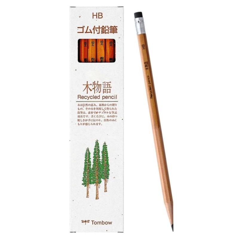 トンボ鉛筆 ゴム付き鉛筆 木物語 HB 1ダース