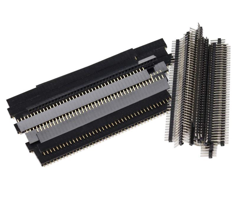 KKHMF 40個 ストレート ピンヘッダー ストリップ ピンソケット 40ピン 単列 2.54mmピッチ メスピン オスピンピンソケット20本とピンヘッダ20本のセット　オスメス20個ずつあり40ピン、2.54mmピッチの単列端子ピンピンソケットの高さ：ソケット約8.5mm+ピン約3.2mmピンヘッダの高さ：上のピン約3mm+プラスチック土台約2.5mm+下のピン約6mmパッケージ内容：20PCSシングル40ピン オス+20PCSメスストレートタイプ　ピンヘッ