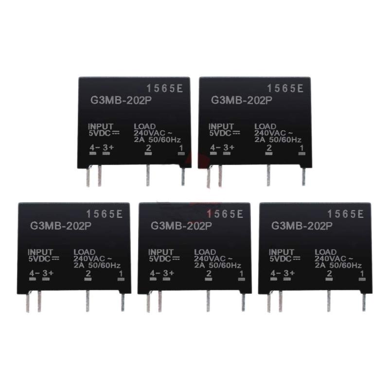 Hailege 5個セット G3MB-202PソリッドステートリレーモジュールG3MB-202P G3MB 202P DC-AC PCB SSR入力5V DC出力240V AC 2Aソリッドステートリレーモジュール