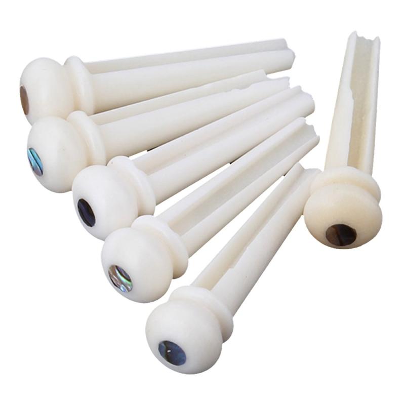Yibuy 6個入れ 白色 アコースティックギター Bone Bridge Pins with Pearl Shell Dot