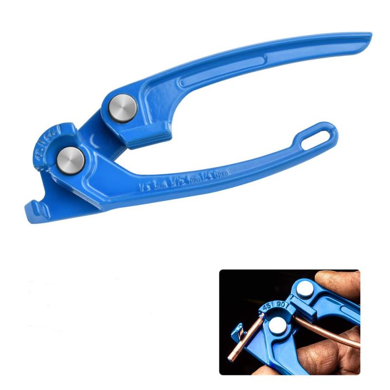 【送料無料】YUENWUZINIC パイプベンダー 手動 チューブベンダー パイプ加工用 1/8″ 3/16" 1/4"インチパイプに対応 90度まで曲げ可能 ハンドチューブベンダー エアコン配管 配管工具 軟質の銅/鉄/アルミパイプ 曲げ工具 DIY加工（ブルー）