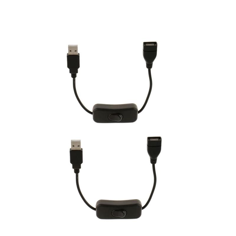 ノーブランド品　2本　オン/オフスイッチ付き　 USB電源ケーブル　USB延長ケーブル　Arduino Raspberry Pi 3/2/B/B+/A 対応