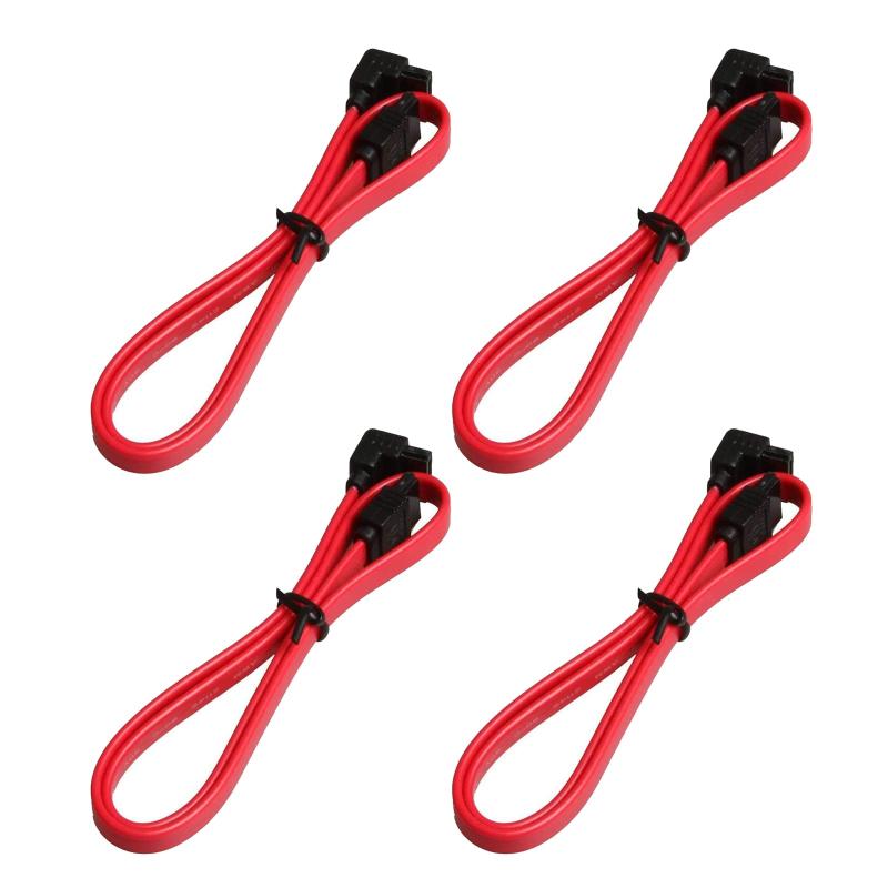 LINEAR shopのSATA 3ケーブル シリアルケーブル 4本セット (下L型) シリアルATA3ケーブル 抜け落ち防止 ハードディスク/光学ドライブ 最適 ラッチ付 50cm 高速 6Gbps対応 HDD SSD S-ATA III データ コード｜アングル2