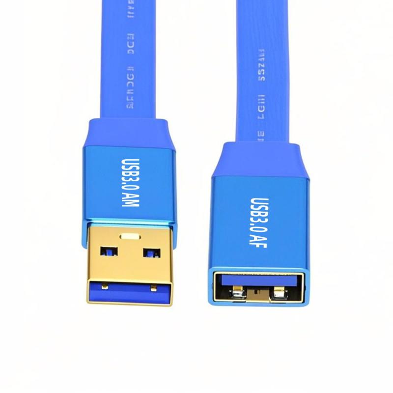 CY ウルトラフラットスリム USB 3.0 タイプA オス - USB3.0 A オス メス 延長ケーブル ブルー 5Gbps ディスク SSD カメラ データ用