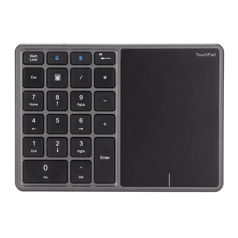 ミニテンキー、タッチパッド付き、2.4GワイヤレスBluetooth 4.2数字パッド、22キータイプC充電式、、IOS、Android、OS X(グレー)