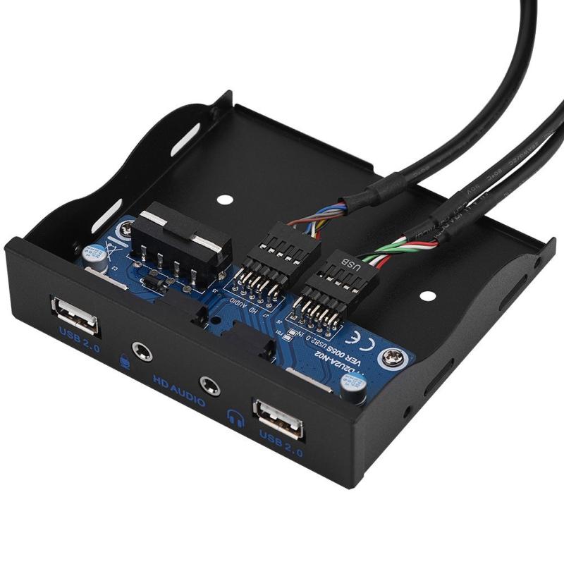 フロントパネル 3.5インチ 9ピン USB2.0 フロッピーフロントパネル 外付けカードリーダー PCフロントパネル マイクオーディオ付き 多機能ダッシュボード