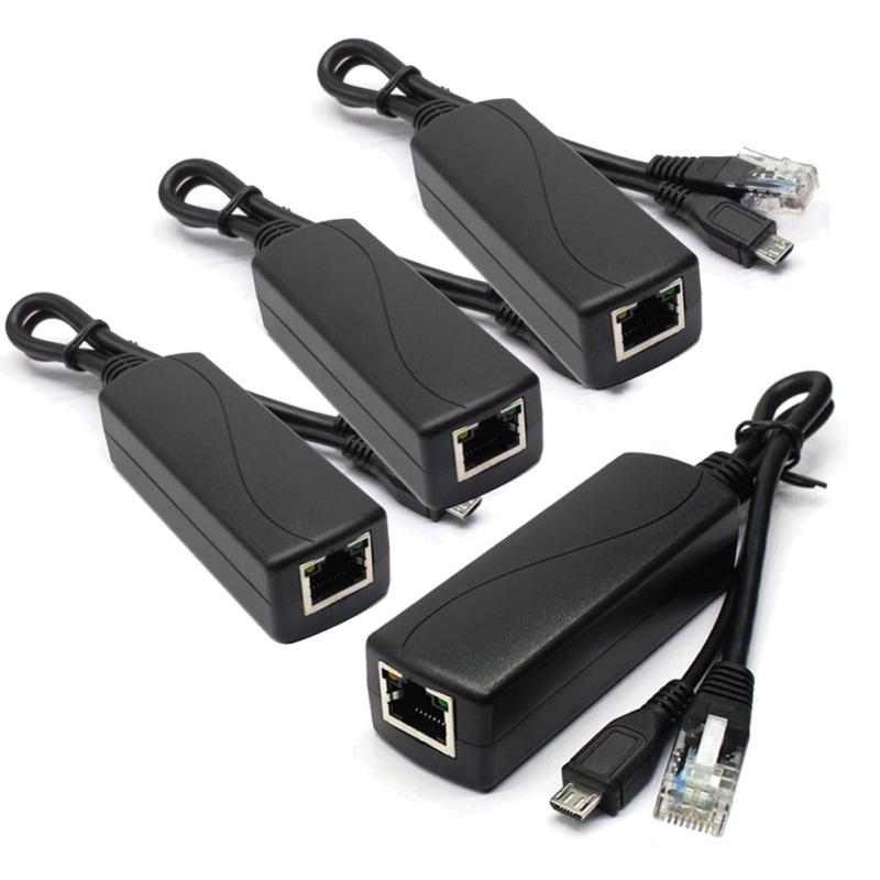 ANVISION 4パック アクティブ5V 2.4A PoEスプリッタアダプタ DropcamまたはRaspberry Pi、IPC、IPカメラ等用 IEEE 802.3af準拠マイクロUSB 48V～5V