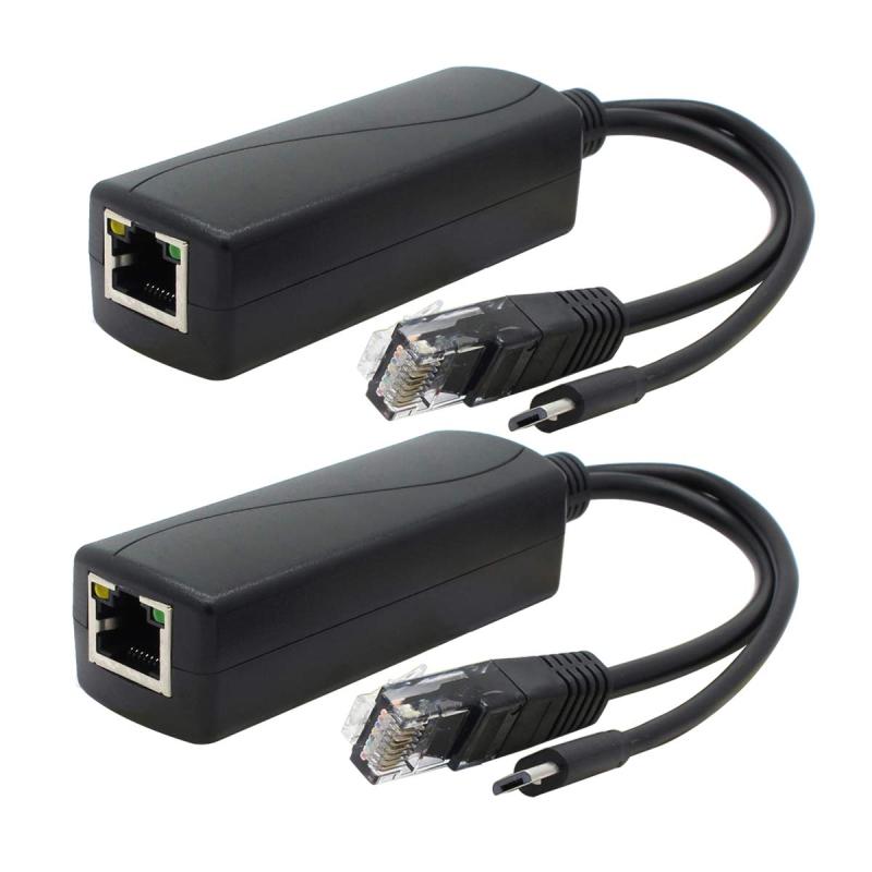 ANVISION 2パックギガビットPoEスプリッター、48V〜5V 2.4AマイクロUSBイーサネットアダプター、Raspberry Pi 3B +、IPカメラなど