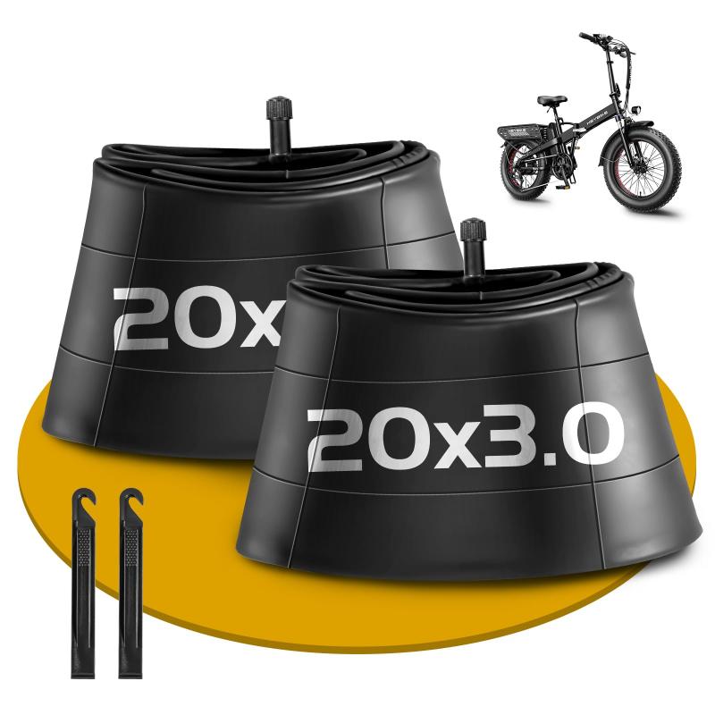 2本 20 x 3.0 ファット タイヤ チューブ 米式バルブ32mm,パンク証明自転車チューブ...