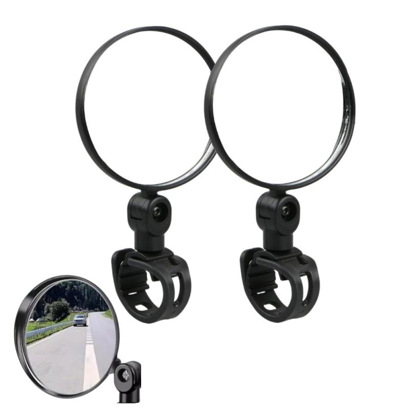 Loopunk ブラック 自転車バックミラー 2個セット 凸面镜 丸型360度回転し 広視野角...